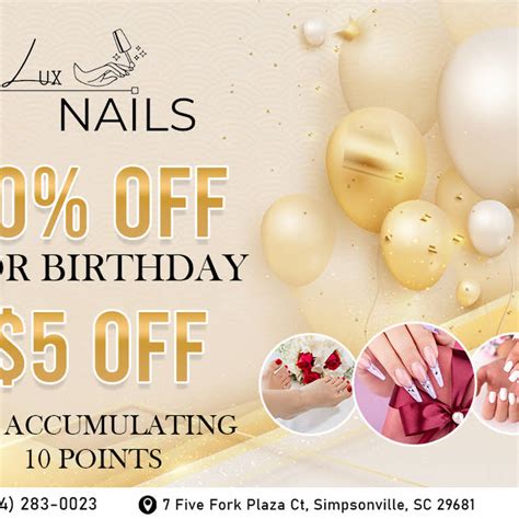 Read 307 customer reviews of Lux Nails of Five Forks Simpsonville (10 OFF For Birthday), one of the best Beauty businesses at 7 Five Fork Plaza Ct, Simpsonville, SC 29681 United States. . Lux nails five forks reviews